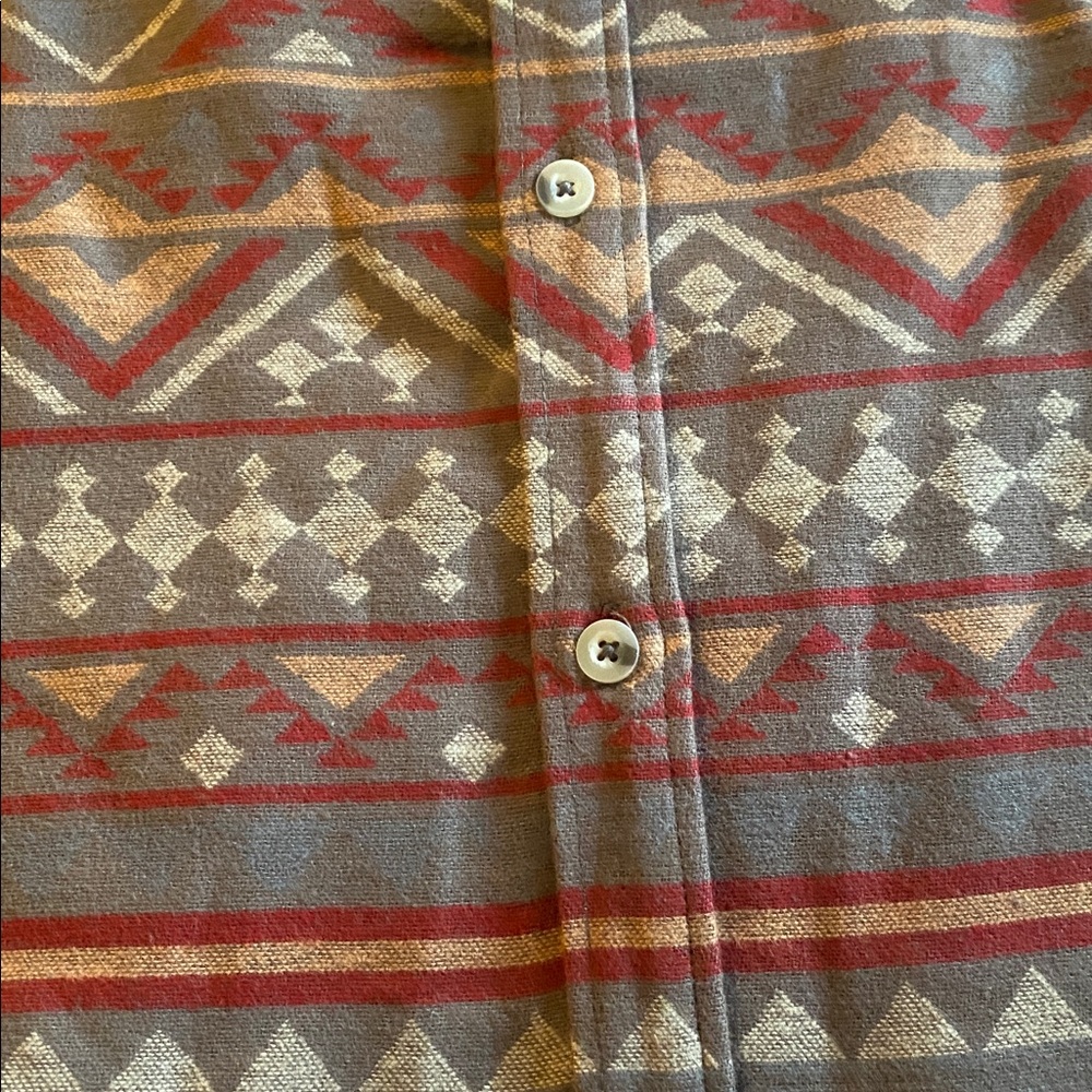 Burlebo Men’s Midweight Flannel White Tail Deer Aztec Long Sleeve Twill - Picture 2 of 5